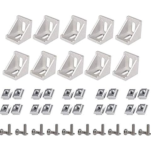 2020 Corner Bracket, 2020 Series Aluminum Profile Connector Set, 10pcs Corner Bracket 6mm Slot Aluminum Profile Accessories Cover