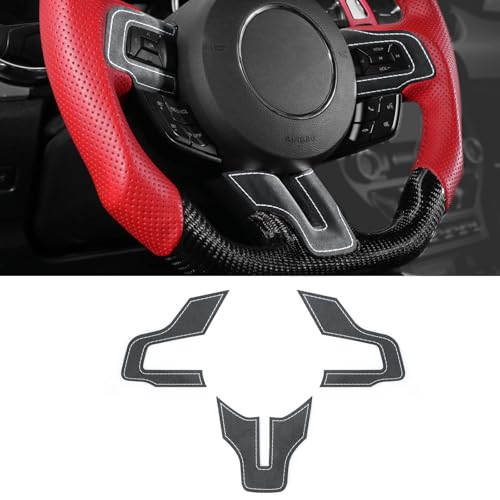 Betterhumz Car Steering Wheel Panel Trim Frame Cover for Ford Mustang 2015-2023,for Alcantara Suede Interior Accessories