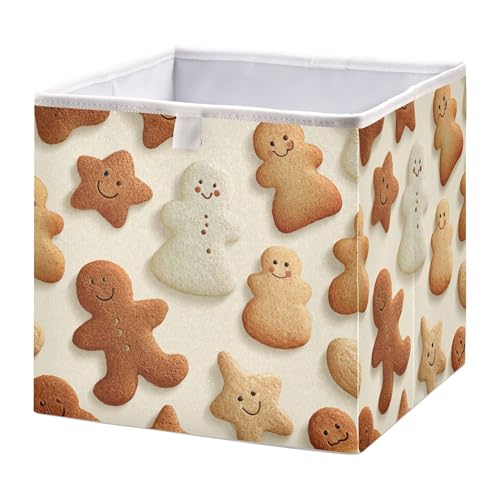 Ewusp Scatola portaoggetti a forma di omino di pan di zenzero, 28 x 28 cm, pieghevole, per armadio, cestino per giocattoli per cani, cestino per bambini, per cameretta dei bambini, camera da letto