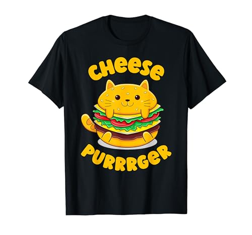 Cheese Purrrger Funny Burger Cat Lover para hombres, mujeres y niños Camiseta