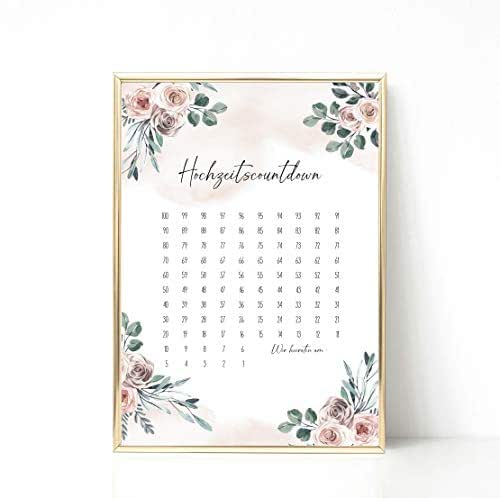 Hochzeits Countdown | 100 Tage bis zur Hochzeit | Verlobungsgeschenk ...