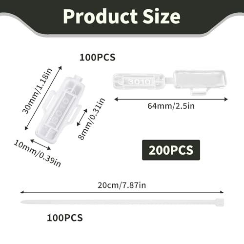100 Stück Kabelbeschriftung, Transparente Kabeletiketten Set mit Kabelbindern, Wasserdichte Kabelkennzeichnung für Büro, Heim, Maschinenkabel, Organizer und Sortierung, Inklusive 100 Nylon Kabelbinder