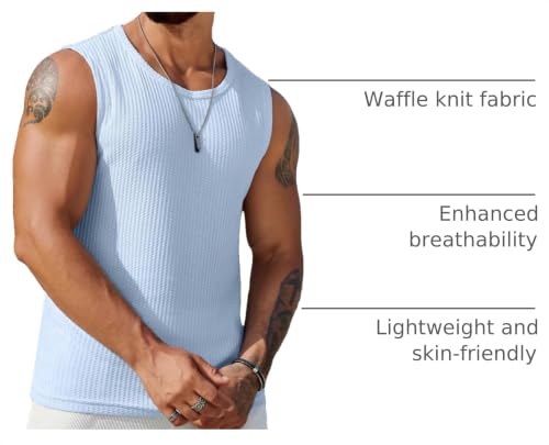 Image of COOFANDY Mens Casual Tank Tops 2 Pack Waffle Knit Sleeveless Shirt Breathable Tank Shirts Summer Muscle Tee