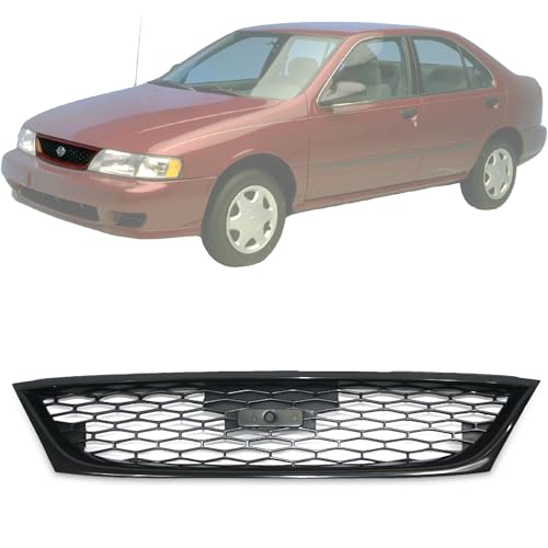 CarPartsDepot Front Grill Grille Compatible With Nissan Sentra (Dark Gray, 1998-1999 Sentra Upper Grille)