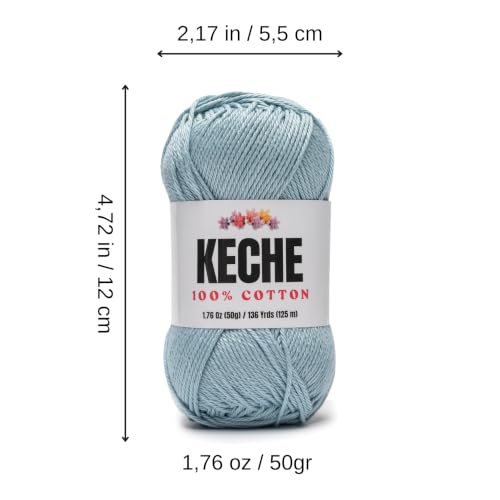 Image of Cotton Yarn - 100% Cotton Yarn for Crocheting and Knitting, Mercerized Cotton Amigurumi Yarn Fine-Sport 2 1.76 oz (50g) / 136 Yrds (125 m) - ICE Blue