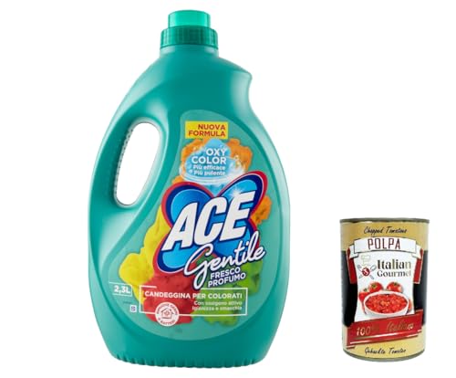 ACE Candeggina Gentile Bleach Delicate, lejía fina para productos de colores y delicados, 2,3 litros + Polpa italiana Gourmet 400 g