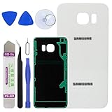 LUVSS Back Glass Replacement for [Samsung Galaxy S6 Edge Plus] G928 (All Carriers) Rear Cover Glass Panel Case Door Housing with Adhesive Preinstalled Repair Part (White)