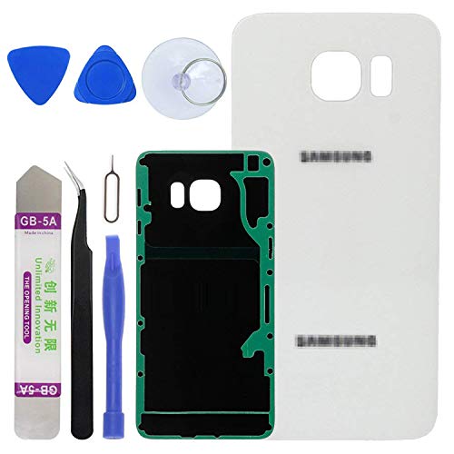 LUVSS New Back Glass Replacement for [Samsung Galaxy S6 Edge Plus] G928 (All Carriers) Rear Cover Glass Panel Case Housing with Adhesive Preinstalled Repair Part (White)