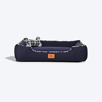 HUFT Classic Checks Lounger Dog Bed - Navy & Green - XL