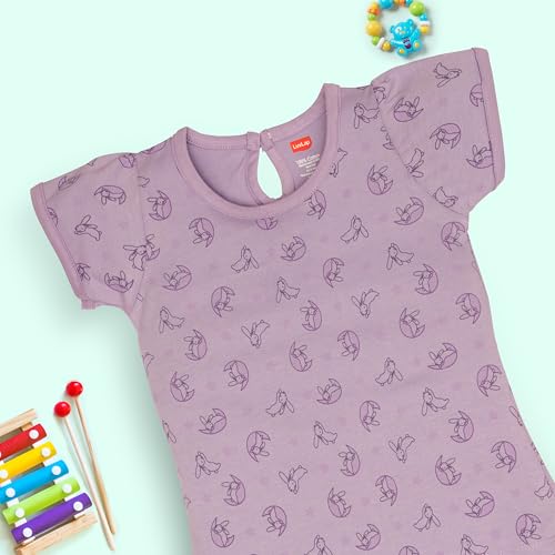 Image of LuvLap Baby Girls Regular Fit 100% Cotton Half Sleeves Girls Top Pack of 5