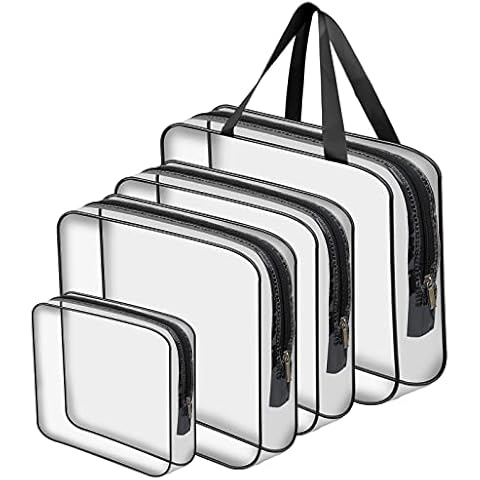 4 Pack Toiletry Bag PVC Waterproof Makeup Bag Clear Cosmetic Bag Zipper Wash Bag Travel Storage Organizer Case 3 Sizes Luggage Pouch for Women Men Business Trip Stadium (30x10x22/24x5x20/18x4x14) Cover