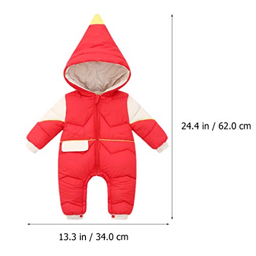 Amosfun Macacão Vermelho de Inverno Macacão para Bebês Com Capuz Quente E Manga Comprida para Bebês