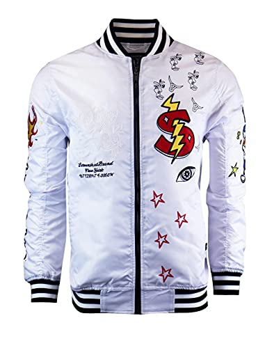Image of SCREENSHOT Hip-Hop Urban NYC Fashion Bomber Jacket - Modern Outdoor Lightweight Streetwear Graffiti Print Zip Up Top