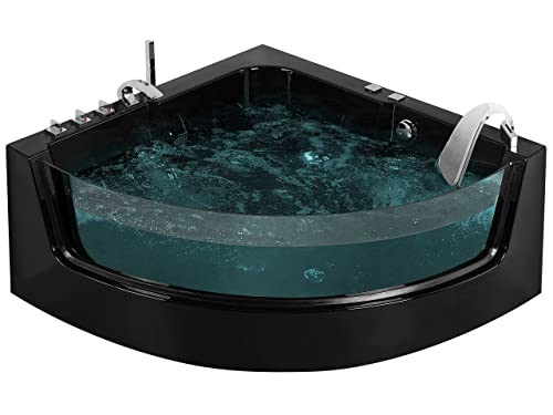Eckbadewanne Whirlwanne LED mit 7 Farben Sanitäracryl schwarz 190x135 cm Marina