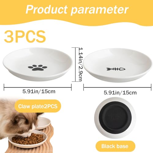 Bols d'alimentation pour chat antidérapants 3pcs assiette céramique 250 ml