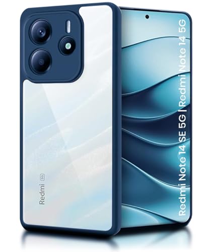 Image of WOW IMAGINE Shockproof Hybrid Back Cover for Redmi Note 14 SE 5G | Redmi Note 14 5G | Hard Slim fit Back Case | PC & TPU | Clear Transparent Case - Blue