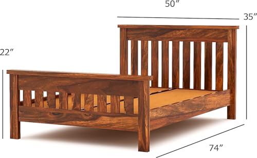 Image of AADITYA WOODS Solid Sheesham Wood Single Bed Cot Without Storage | Single Size Bed for Bedroom | Multipurpose Use Bed- Honey Teak 11