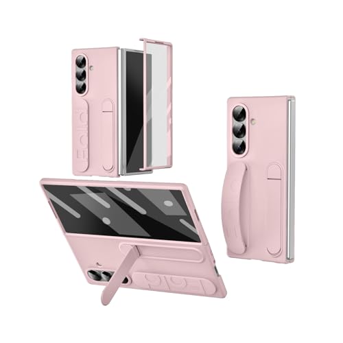 Coque Samsung Galaxy Fold 7 intégrale rose avec béquille cachée et dragonne