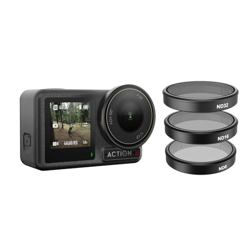 Image of SKYVIK Lens Filter Set for DJI Action 5 /4 / 3 Camera Accessories, 4-Pack CPL ND32 ND16 ND8 Polarizing Neutral Density HD Filter Lens Protective Protector Cover for DJI Osmo (ND Filter)