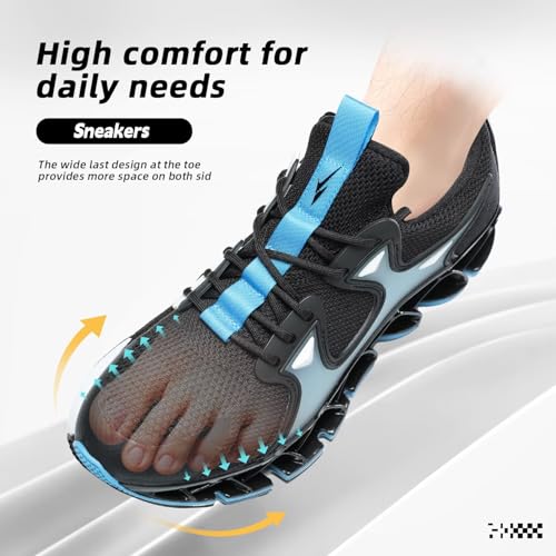 Image of Mens Running Shoes Blade Fashion Sneakers Casual Slip on Tennis Walking Athletic Sport Trainers Zapatillas para Hombre Black Moon