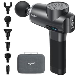 Percussion Massage Gun, Electric Handheld Neck Back Massager,Muscle Massage Gun for Deep Tissue,Pain Relife Massage Gun,Body Massager Six Replaceable Massage Heads and LED Display，Black