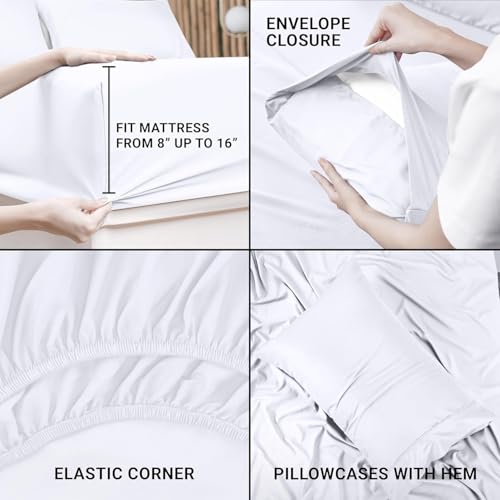Image of Utopia Bedding Twin XL Bed Sheets Set - Pack of 2 Sheet Sets - Perfect for Spa, Hotel, & Guest Bedroom - Brushed Microfiber - Shrinkage and Fade Resistant - Easy Care (White)