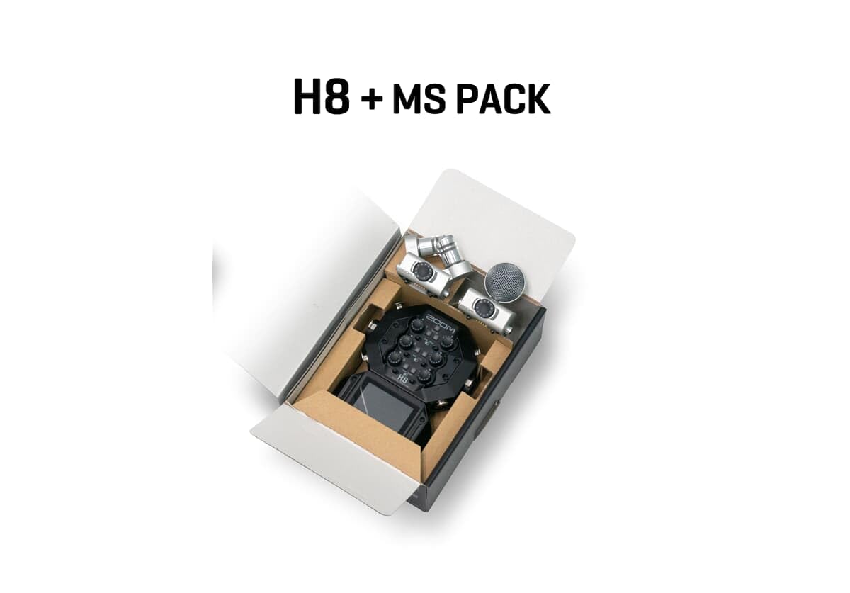 Zoom - H8+MS PACK enregistreur 8 entrées avec capsule XY et capsule Mid-side, enregistrement jusqu'à 12 pistes en 24/96, écran tactile et 3 modes d'enregistrement: MUSIQUE-TERRAIN-PODCAST