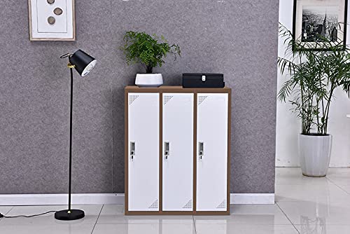 MAYROY Metal Locker Office Storage Locker Home Steel Locker School Storage Organizer, Storage Cabinet for Kids Students Employee (White, W3D)