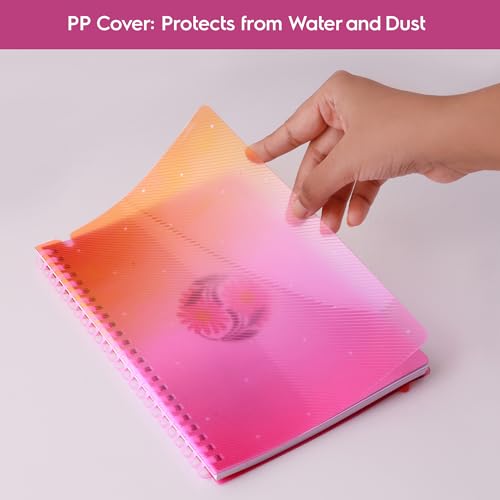 Image of DOODLE A5 Soft Spiral Notebook With Elastic Band Closure & Pen Holder | 160 Ruled Paper | Beautifully Printed PP Cover | Perfect for School, College & Office Use - Radiant Joy