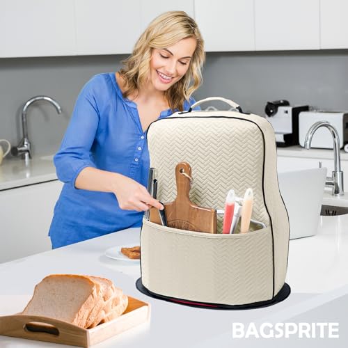 BAGSPRITE Stretchy Stand Mixer Cover with Appliance Slider- Washable Appliance Cover Compatible with Kitchenaid Mixer5/4.5 Quart - Dust Cover with Pockets for Kitchen Aid Accessories and Attachments by BAGSPRITE - Used condition - Image 7
