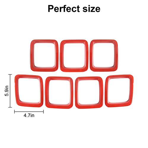Image of CheroCar Grille Inserts ABS Front Grill Cover Guard Exterior Accessories for Jeep Compass 2017-2020, Red