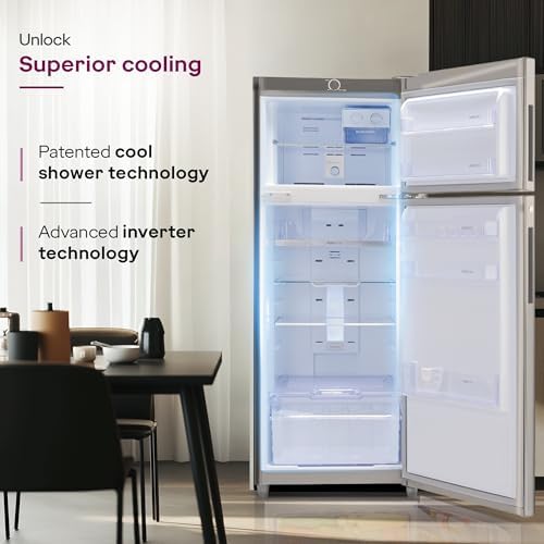 Image of Godrej 223L 2 Star| New Launch| 5 Years Comprehensive Warranty| AI Powered| 30 days Farm Freshness| 360 Cooling| Inverter Frost Free Double Door Refrigerator (RF EON 244BN RI ST GL, Steel Glow)