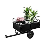 Heavy Duty ATV Trailer Steel Dump Cart, 750 Lbs 15 Cubic Feet Garden Trailer Pull Behind with Removable Sides & All Terrain Tires for Lawn Mower, ATV & Yard Work