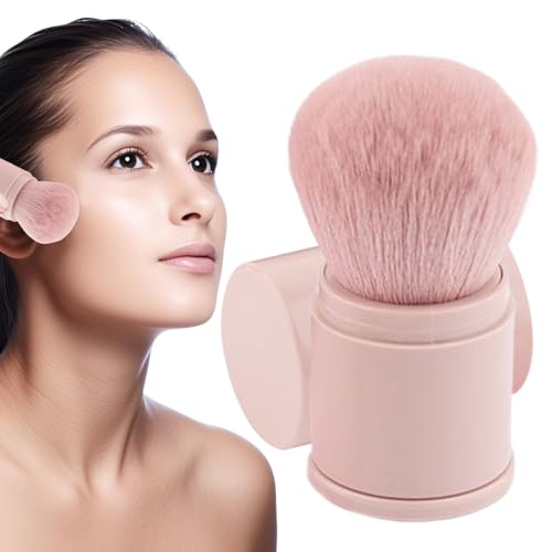 Lunaobrik Brocha de maquillaje en polvo, brocha retráctil para polvos prensados, aplicador cosmético multifuncional, herramienta de maquillaje de base para mujeres