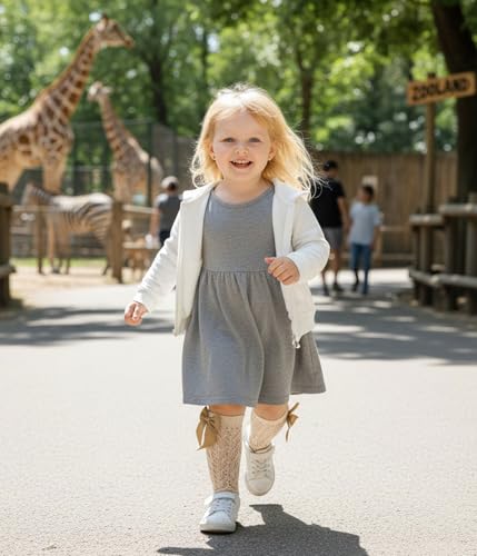 Image of CHUNG Toddler Baby Girls Knee Hight Stocking Cotton Socks 0-7Years Solid Color Bowknot Thin Spring Summer