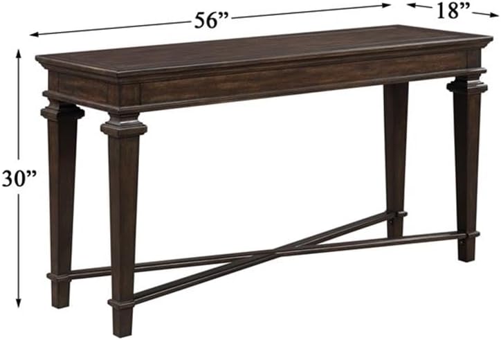 Pemberly Row 56" Traditional Console Table, Espresso Finish, Poplar Wood and Birch Veneer, Rectangular Design for Living Room Decorative Display or Entryway Use