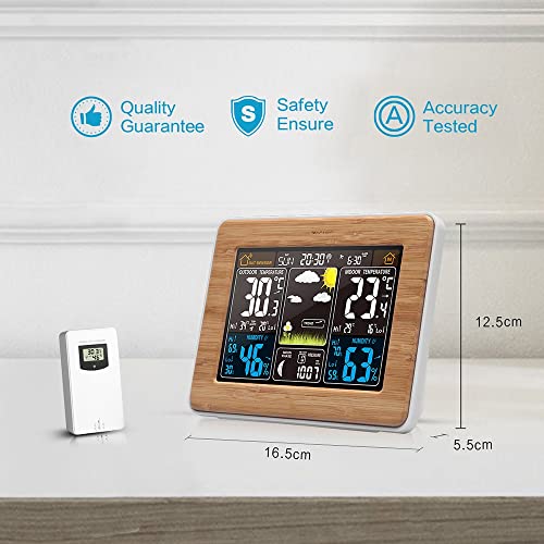 Zcmeb Weather Alarm Clock Forecast Temperature Moon Phase Snooze Lunar Phase Large Led Display Digital Color #TOP1