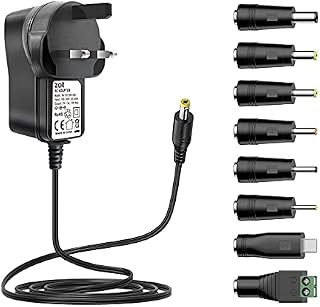 Zolt Universal AC DC Adapter 5V 3A 2A 1A 2.5A 1.5A Power Supply Adapter, 5 Volts Adaptor with 8 DC plugs for USB HUB Tablet Phone Raspberry PI CCTV Camera TV Box and more 5V Electronics