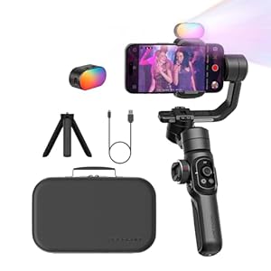 Gimbal Stabilizer for Smartphone, Phone Gimbal w/8″ Extension Rod, Profession 3-Axis Gimbal Stabilizer w/RGB Magnetic Fill Light for Video Recording, Compatible w/iPhone/Andriod-Smart S2 Kit