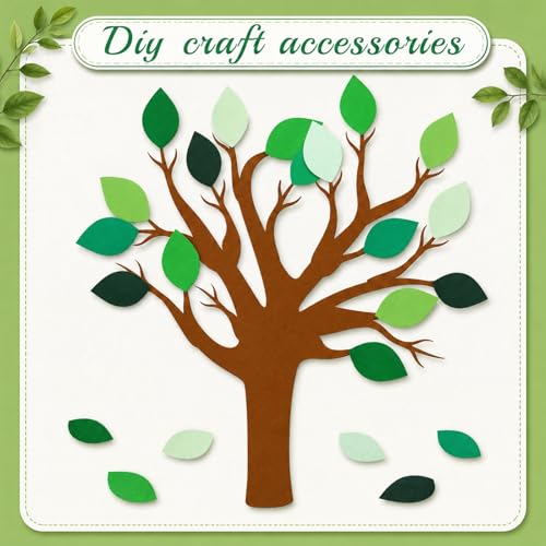 Image of Kisston 360 Pcs Green Leaves Cutouts Paper 3.9 Inch Assorted Color Die Cuts for DIY Craft Projects School Classroom Bulletin Board Decor