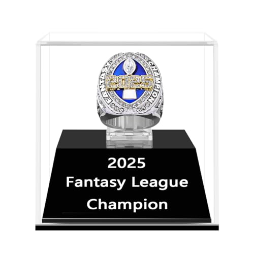 Image of 2025 Fantasy Football Championship Ring | Heavy FFL Champion Trophy Ring | Gold Silver Tone Plated Award Trophy for Fantasy Football League Winner