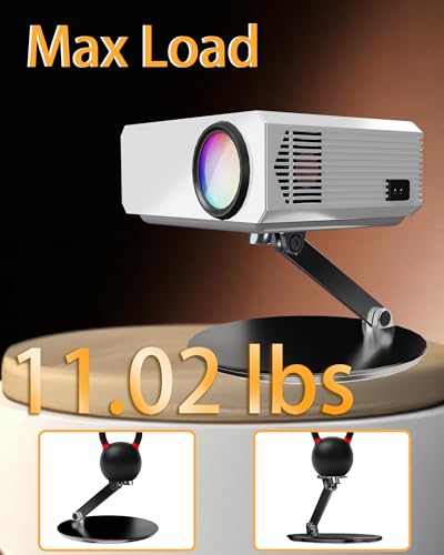 MAWADA Foldable Stand For Projector - Foldable Table Projector Mount with 1/4\" Thread, Height Adjustable, 360° Rotation Perfect Portable Aluminum Alloy Stand For Movie Nights And More, Black - Thumbnail 2