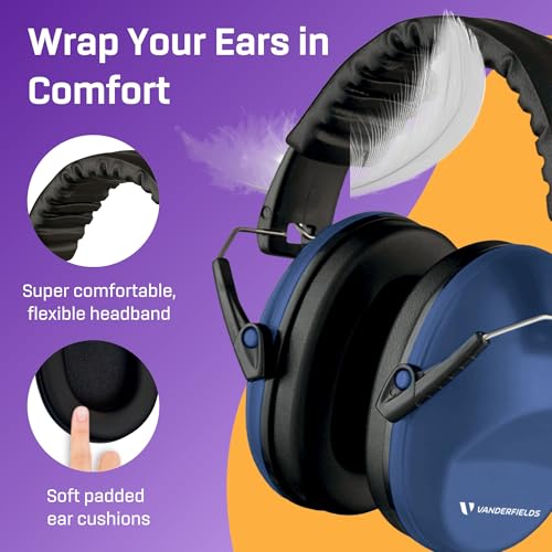 Image of Kids Noise Canceling Headphones - 31 dB (2K Hz) - Ear Protection Earmuffs | Vanderfields' earmuffs protect child's hearing with certified noise-cancellation, soft ear cushions, and adjustable headband