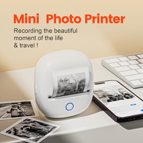 Image of 2 Inch BT Portable Thermal Printer for iOS Notes Labels Journal Study | Pocket Label Printer 203dpi Thermal Printing with 1200mAh Battery 11 Paper Rolls