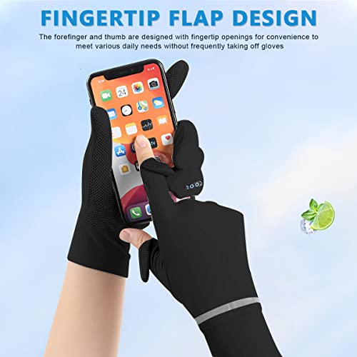 PALAY® Women Riding Gloves Hand Gloves for Bike, Black Hand Gloves for Sun Protection, UV Protection Summer Cooling Mesh Breathable Gloves for Women Cycling Fishing - UPF 50+, Non-Slip, Silk 4 41oiSTM2siL