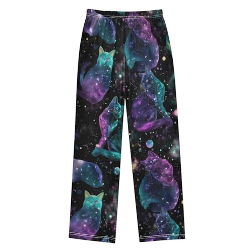 Cat Galaxy Space Boys Long Pants Soft Trousers Elastic Waist Kids Lounge Bottoms with Pockets S-XL2