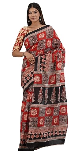 Sari de femme coton Jaipuri vêtement indien imprimé main avec chemisier