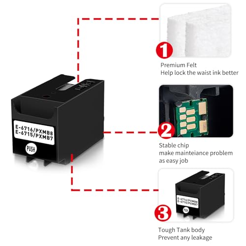 MS.R T6715 T6716/PXMB7/PXMB8 Ink Maintenance Box for Workforce Pro WF3820 4720 4730 4734 4740 4820 4830 4834 EC-4020 4030 4040 ET-8700 WF-M5799 M5299 WF-C5710 C5790 C5210 C529R C579R C5290 (1 Pack) - Thumbnail 4