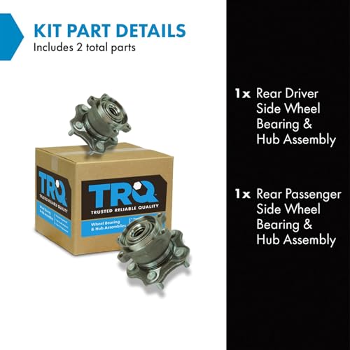 Image of TRQ Rear Left and Right Wheel Bearing and Hub Assembly Set 2 Piece Compatible with 08-13 Nissan Rogue All Wheel Drive 11-13 Juke All Drive 2014 Juke to 4-01-14 Production Date