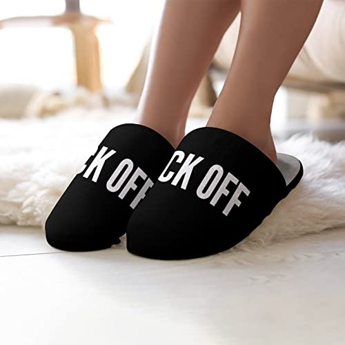 Fuck Off Women's Cotton Slippers Memory Foam House Slippers with Anti-Skid Sole4